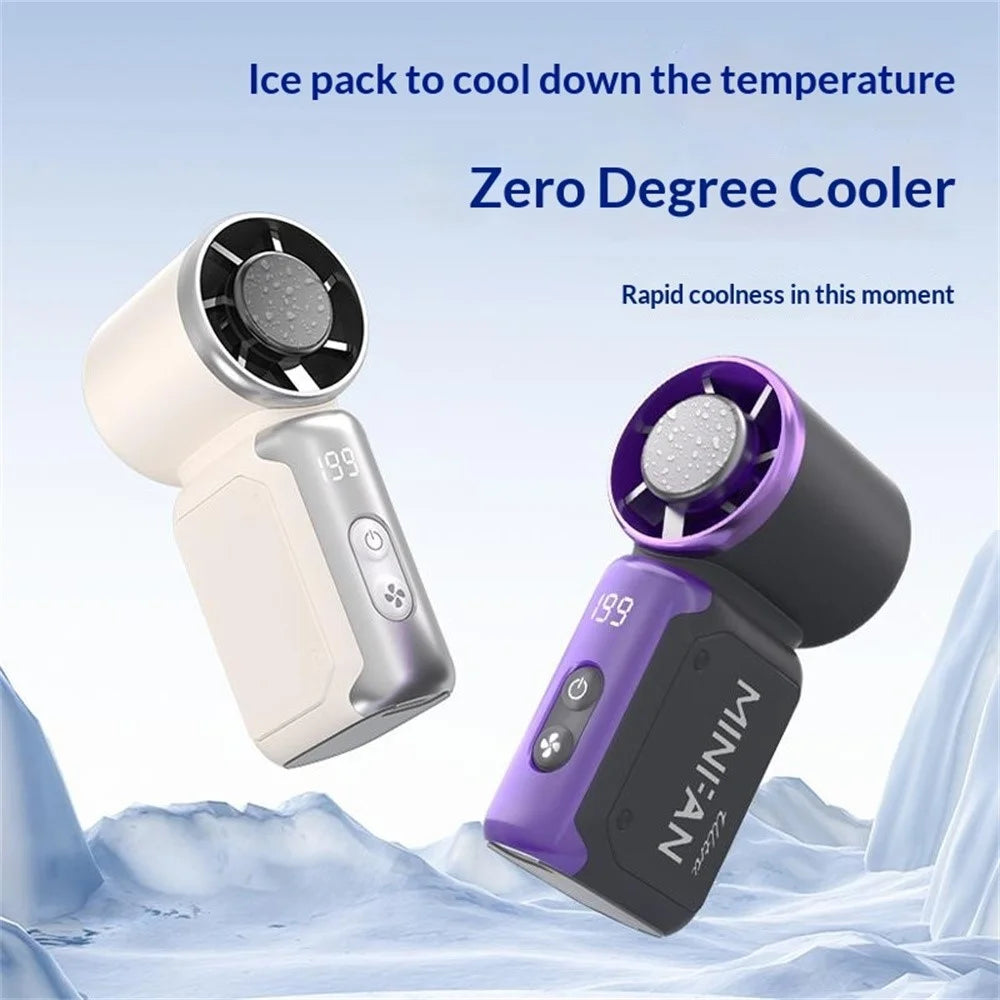 K813 Mini Handheld Fan 3600mAh 199-Speed Levels Digital Display Portable Cooling Fan for Outdoor - White - 6