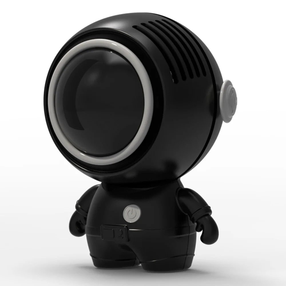 MF040 Spaceman Shape Silent Cooling Fan Mini Handheld Neck-mounted Fan , 3 Speed Mode 900mAh Battery (CE Certificate) - Black - 1