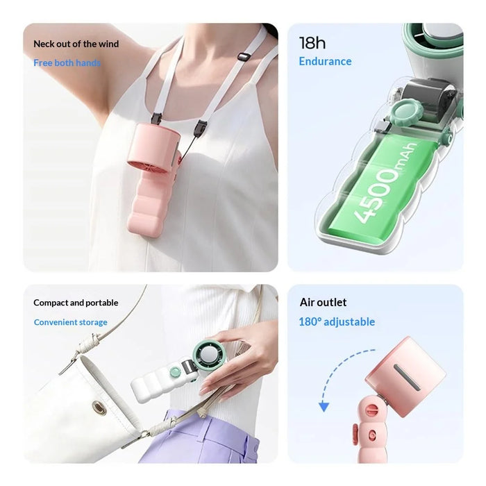 Y28 Foldable Cooling Fan 3600mAh TEC Semiconductor Refrigeration 199-Speed Portable Handheld Fan for Outdoor Indoor - Pink - 5