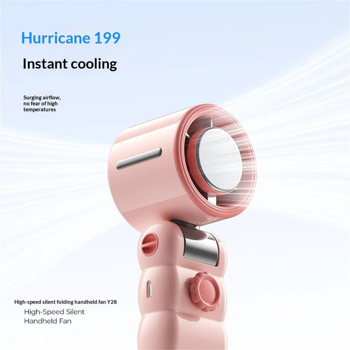 Y28 Foldable Cooling Fan 3600mAh TEC Semiconductor Refrigeration 199-Speed Portable Handheld Fan for Outdoor Indoor - Pink - 6