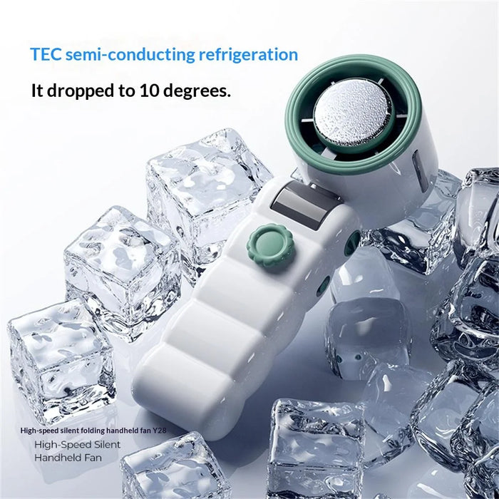 Y28 Foldable Cooling Fan 3600mAh TEC Semiconductor Refrigeration 199-Speed Portable Handheld Fan for Outdoor Indoor - Pink - 7