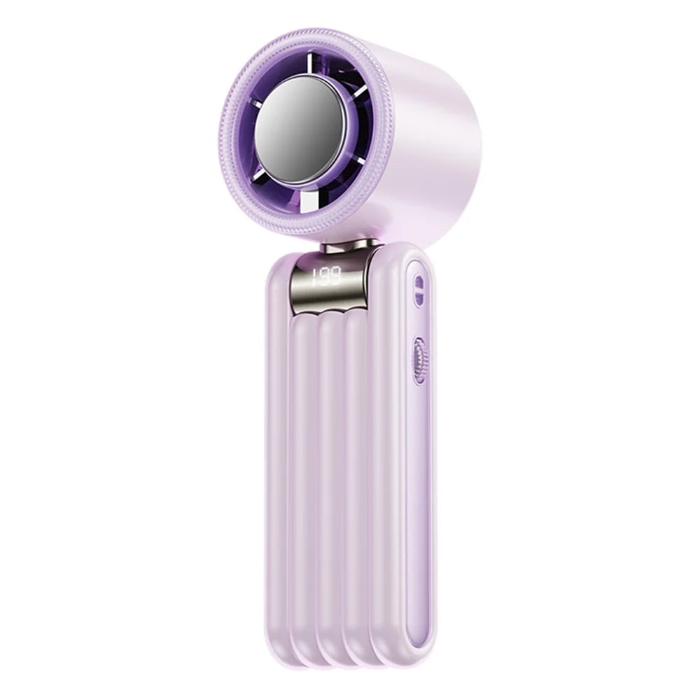 Y29 Portable Handheld Fan 199-Speed Adjustment 3600mAh Foldable Semiconductor Cooling Fan for Indoor Outdoor - Purple - 1