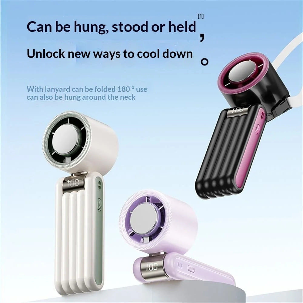 Y29 Portable Handheld Fan 199-Speed Adjustment 3600mAh Foldable Semiconductor Cooling Fan for Indoor Outdoor - Purple - 5