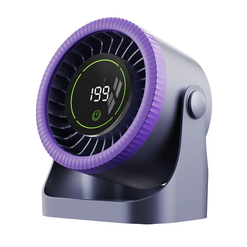 Y26 Desktop Fan 199-Speed Levels 3600mAh Type-C Ice Sensation Dual Duct Cooling Fan for Outdoor Indoor - Grey  /  Purple - 1