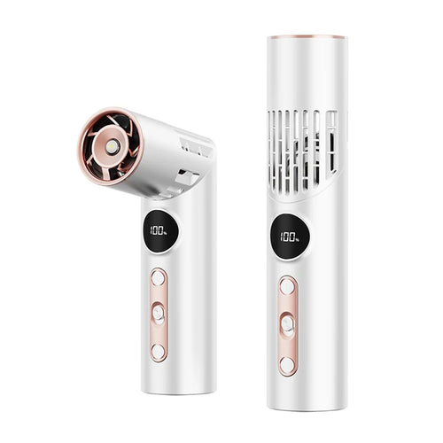 2 in 1 Lipstick Shape Mini Fan with LED Flashlight 100 Speeds Adjustable Foldable Handheld Pocket Fan - White - 1