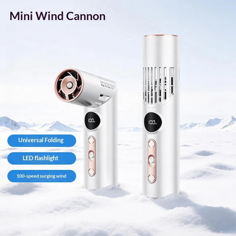 2 in 1 Lipstick Shape Mini Fan with LED Flashlight 100 Speeds Adjustable Foldable Handheld Pocket Fan - White - 2