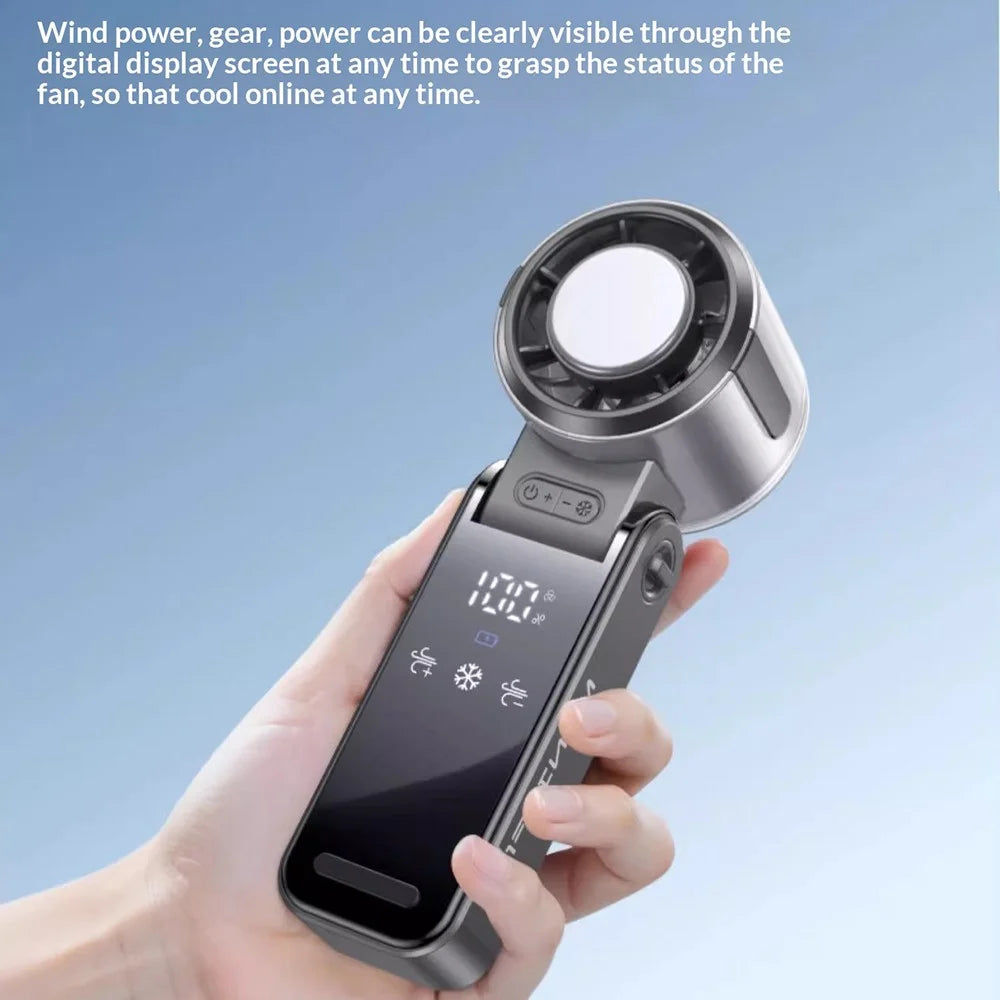 Mini TEC Semiconductor Cooling Fan Handheld Neck Desktop 3-in-1 Portable Fan with LED Display - White - 6