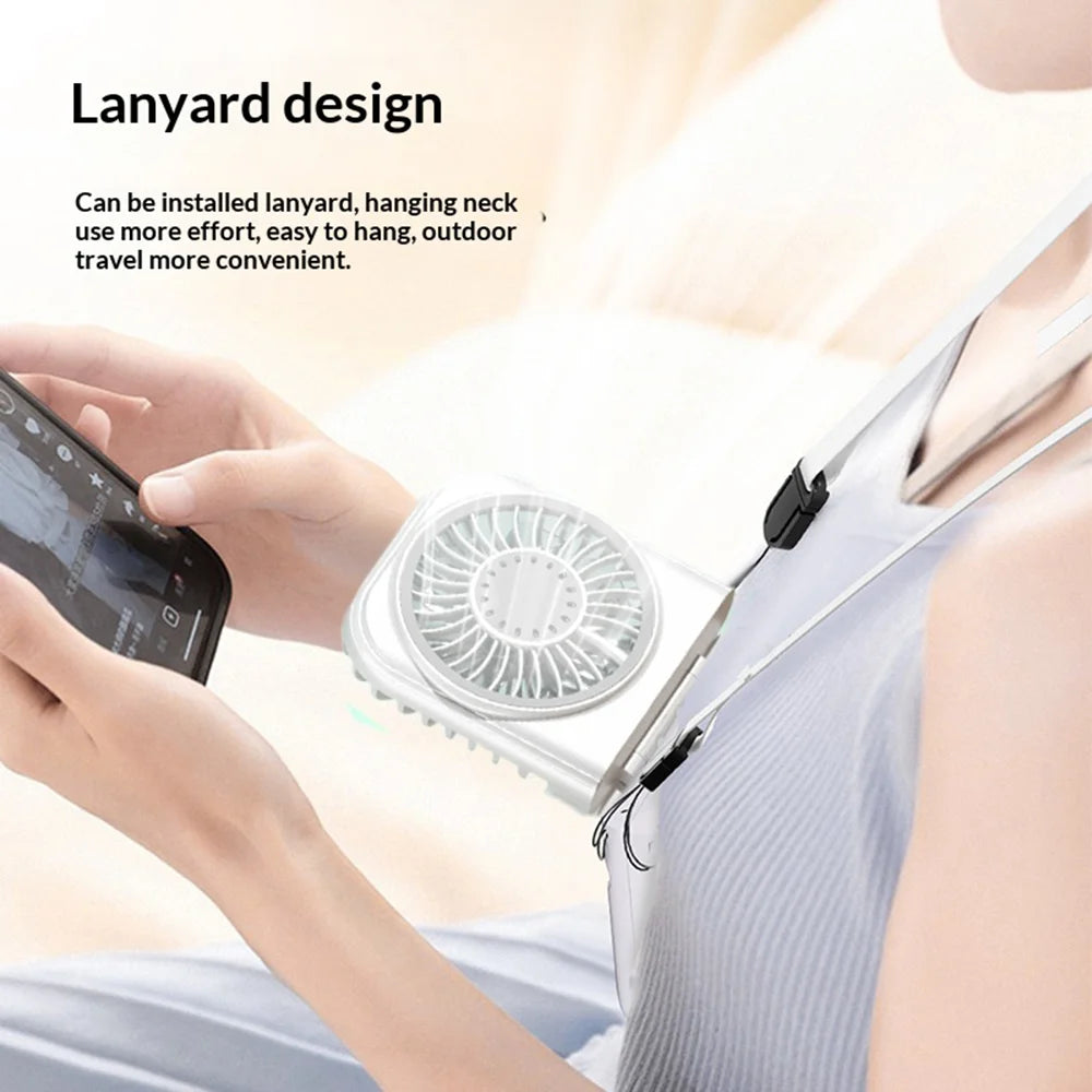 X30 Handheld Fan 4 Speeds Adjustable Type-C Rechargeable Foldable Neck Fan for Outdoor Office - White - 2