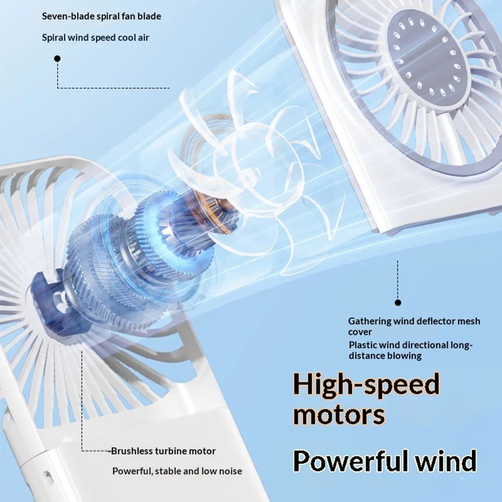 X30 Handheld Fan 4 Speeds Adjustable Type-C Rechargeable Foldable Neck Fan for Outdoor Office - White - 4