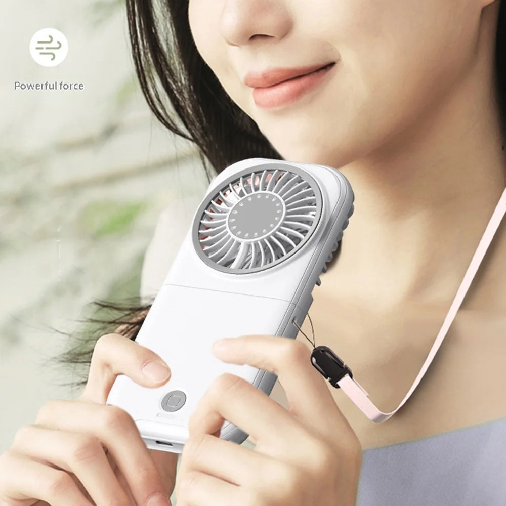 X30 Handheld Fan 4 Speeds Adjustable Type-C Rechargeable Foldable Neck Fan for Outdoor Office - White - 7