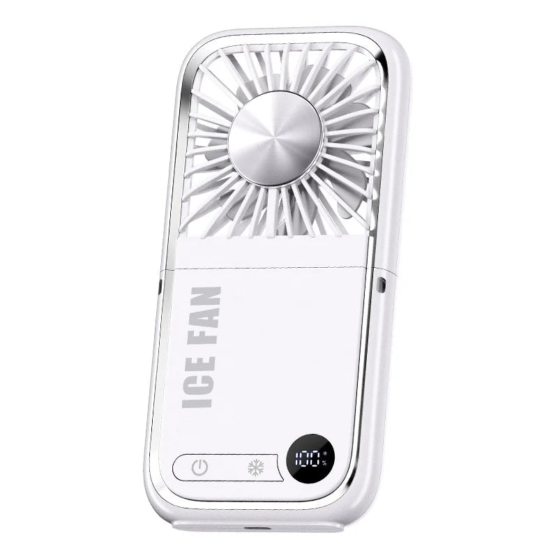 F30 Ultra Summer Cooling Fan 5 Wind Speeds Semiconductor Cold Compress Foldable Handheld Fan - White - 1