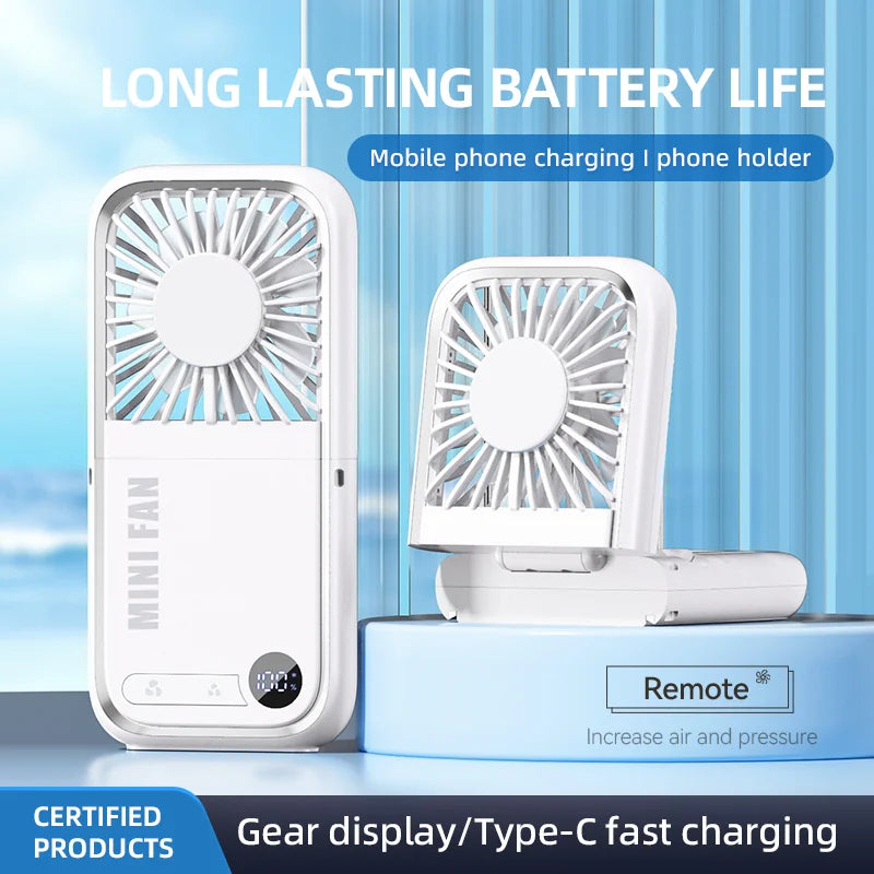 F30 Ultra Summer Cooling Fan 5 Wind Speeds Semiconductor Cold Compress Foldable Handheld Fan - White - 2