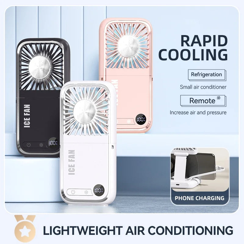 F30 Ultra Summer Cooling Fan 5 Wind Speeds Semiconductor Cold Compress Foldable Handheld Fan - White - 4