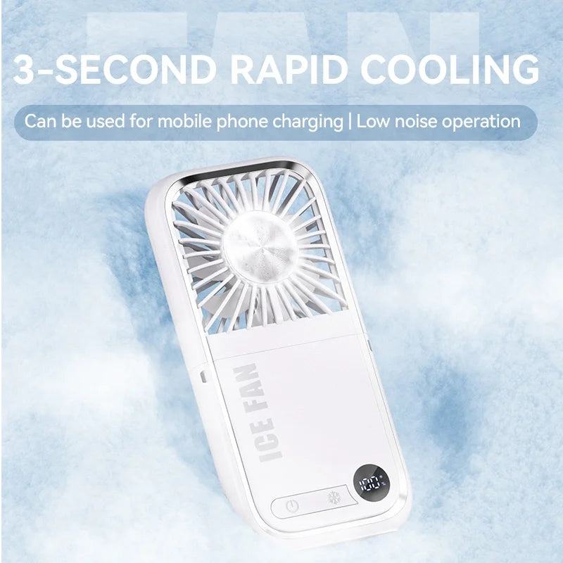 F30 Ultra Summer Cooling Fan 5 Wind Speeds Semiconductor Cold Compress Foldable Handheld Fan - White - 5