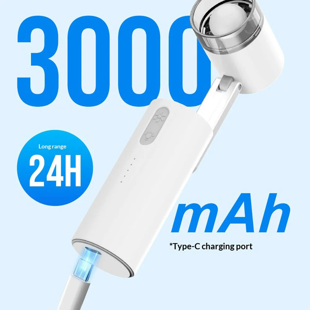 FW-6 Handheld Folding Fan USB Rechargeable 100 Speed Levels Portable Mini Fan with LED Light - White - 4