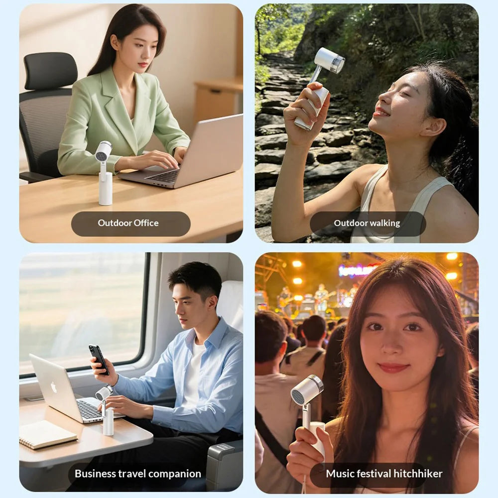FW-6 Handheld Folding Fan USB Rechargeable 100 Speed Levels Portable Mini Fan with LED Light - White - 5