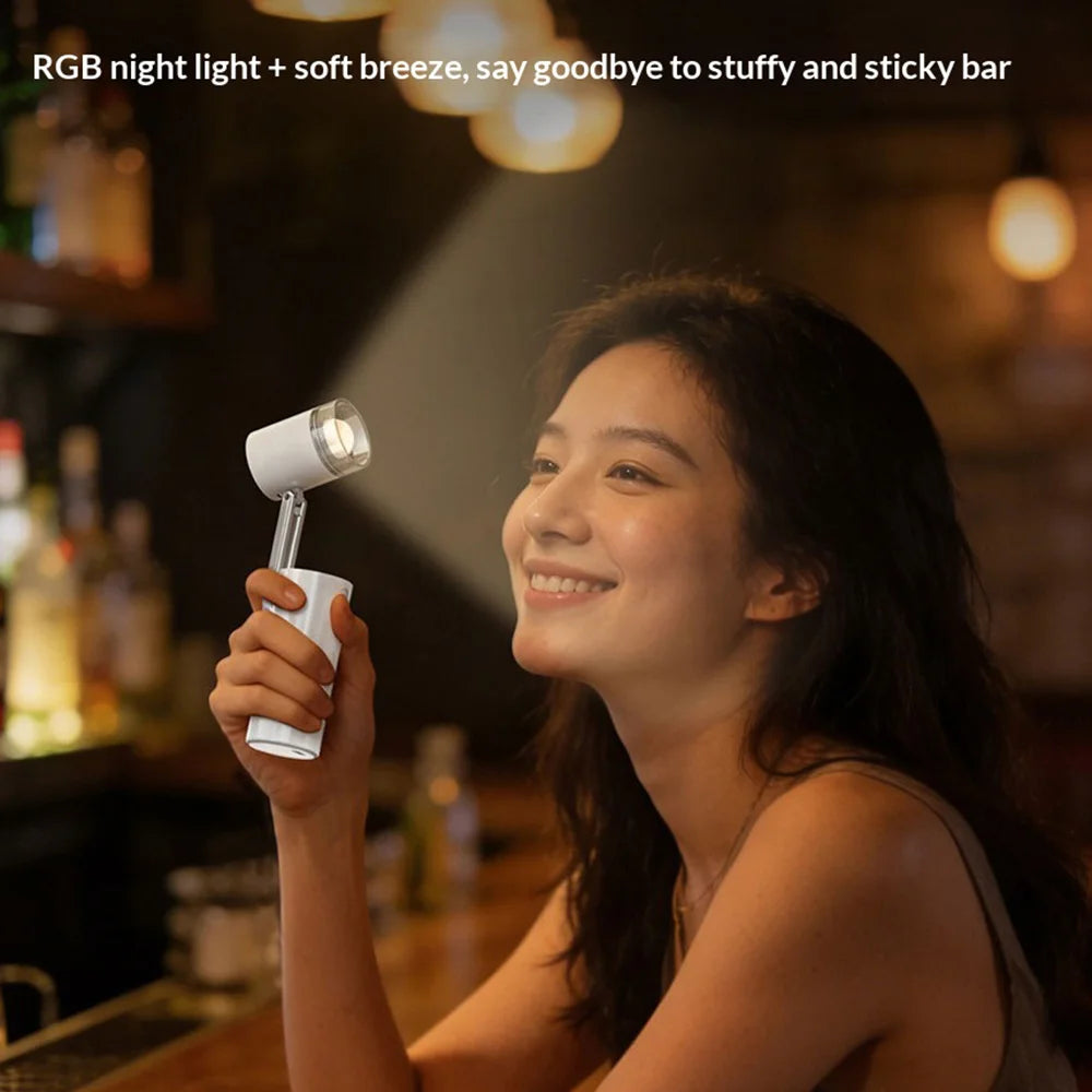 FW-6 Handheld Folding Fan USB Rechargeable 100 Speed Levels Portable Mini Fan with LED Light - White - 7
