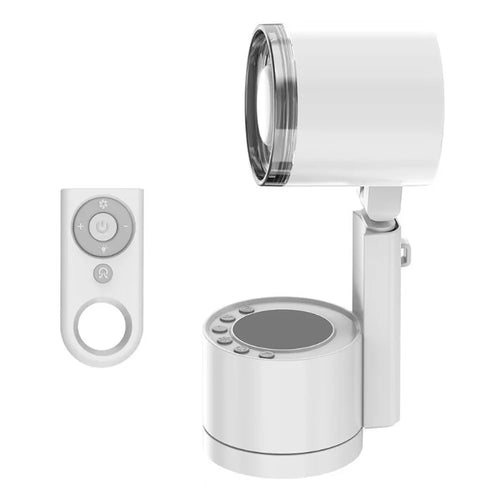 FW-8 Desktop Folding Fan with Remote 100 Speed Levels Rechargeable Cooling Fan with LED Light for Camping - White/With Remote Control - 1