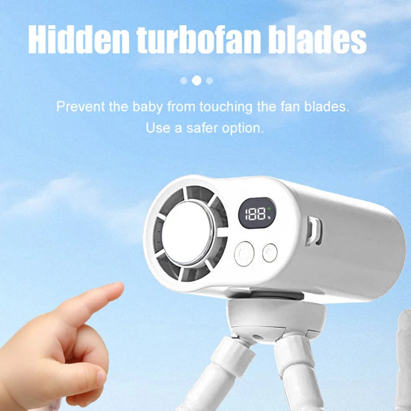 CYKE F28 Mini Handheld Fan 100-Speed Adjustable Digital Display Cooling Fan with Flexible Octopus Legs - White - 2