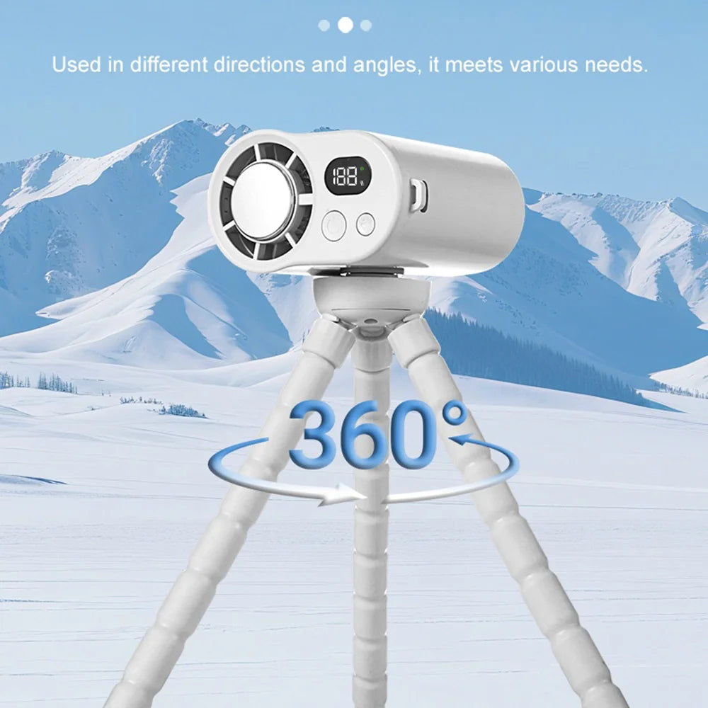 CYKE F28 Mini Handheld Fan 100-Speed Adjustable Digital Display Cooling Fan with Flexible Octopus Legs - White - 7