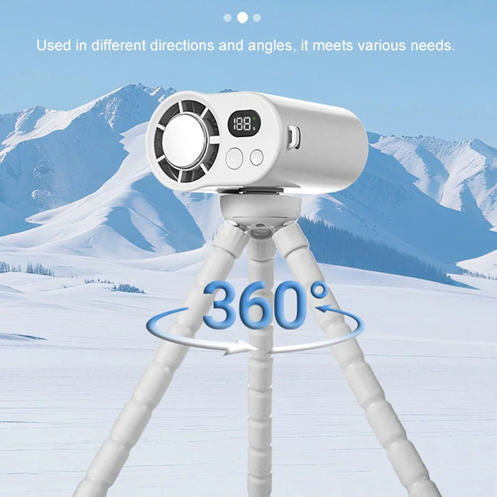 CYKE F28 Mini Handheld Fan 100-Speed Adjustable Digital Display Cooling Fan with Flexible Octopus Legs - White - 7