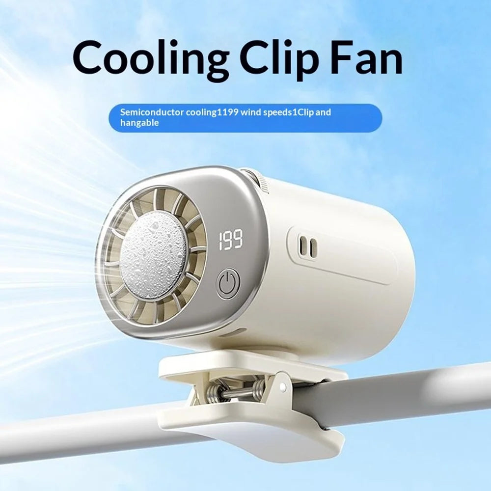 Y32 Waist Hanging Cooling Fan 199-Speed Levels Semiconductor Cooling Clip-on Fan for Outdoor Sports - Beige - 3