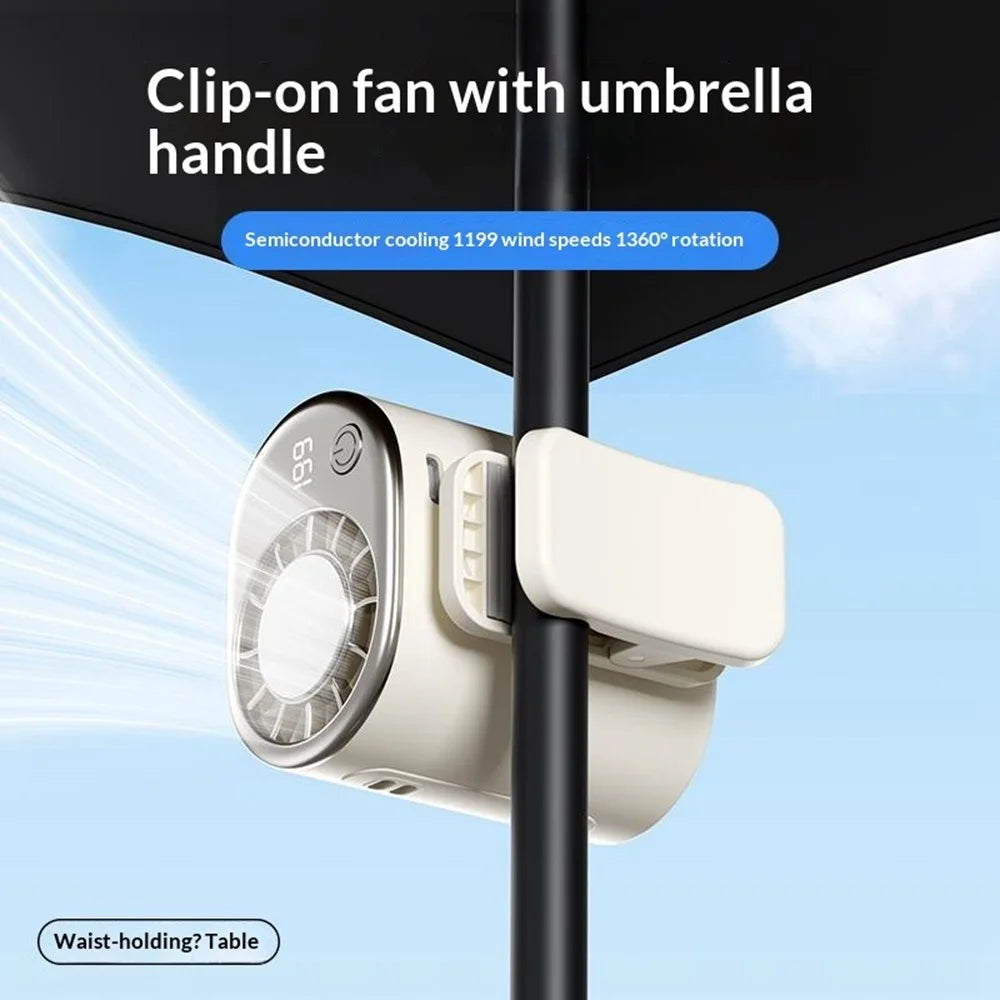 Y32 Waist Hanging Cooling Fan 199-Speed Levels Semiconductor Cooling Clip-on Fan for Outdoor Sports - Beige - 6