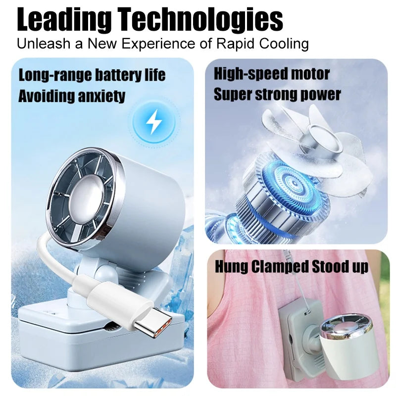 CYKE Digital Display Portable Clip Fan USB Rechargeable 100 Speed Levels Mini Desktop Fan - White - 2