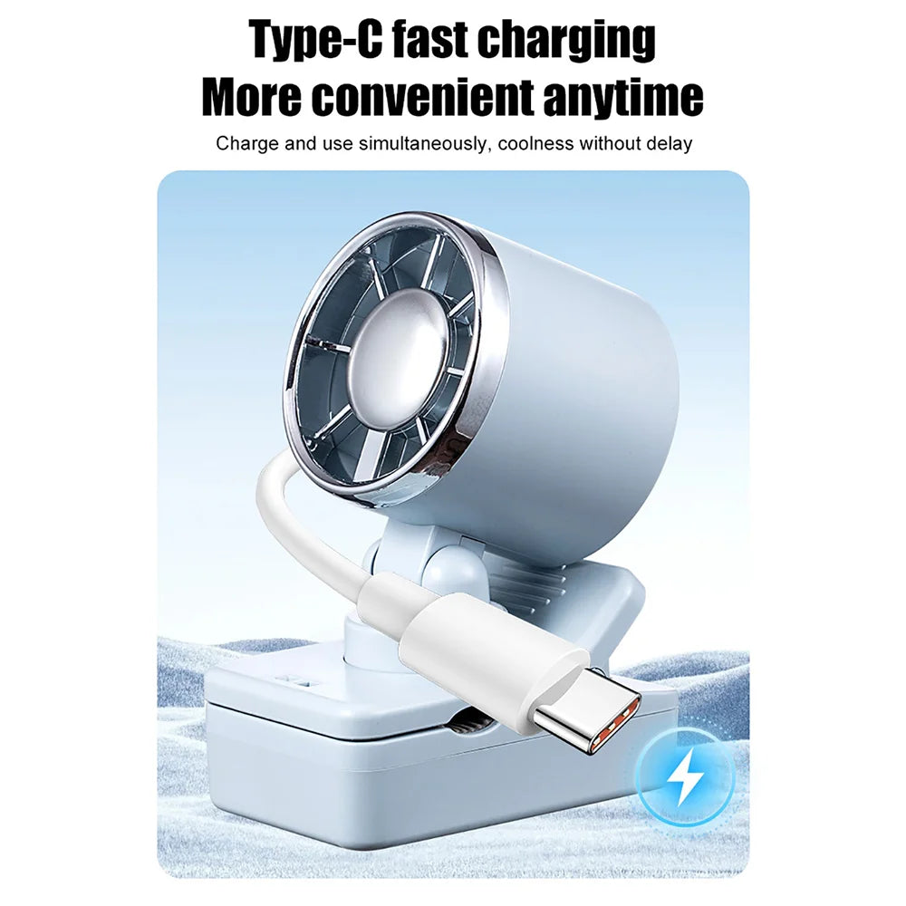 CYKE Digital Display Portable Clip Fan USB Rechargeable 100 Speed Levels Mini Desktop Fan - White - 7