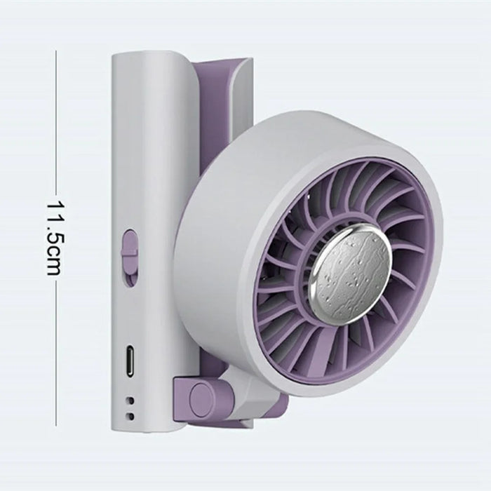 Mini Folding Fan Ice Cooling 5-Speed Handheld Portable Desktop Umbrella Clip Fan for Summer - White / Pink - 7