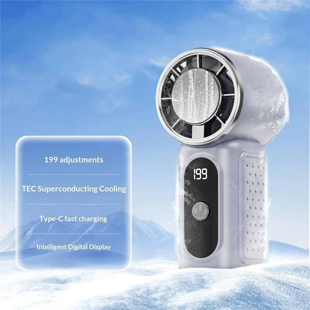 M69 Mini Handheld Cooling Fan Digital Display 2600mAh TEC Semiconductor 18000RPM Fan for Travel Outdoor - Black - 2