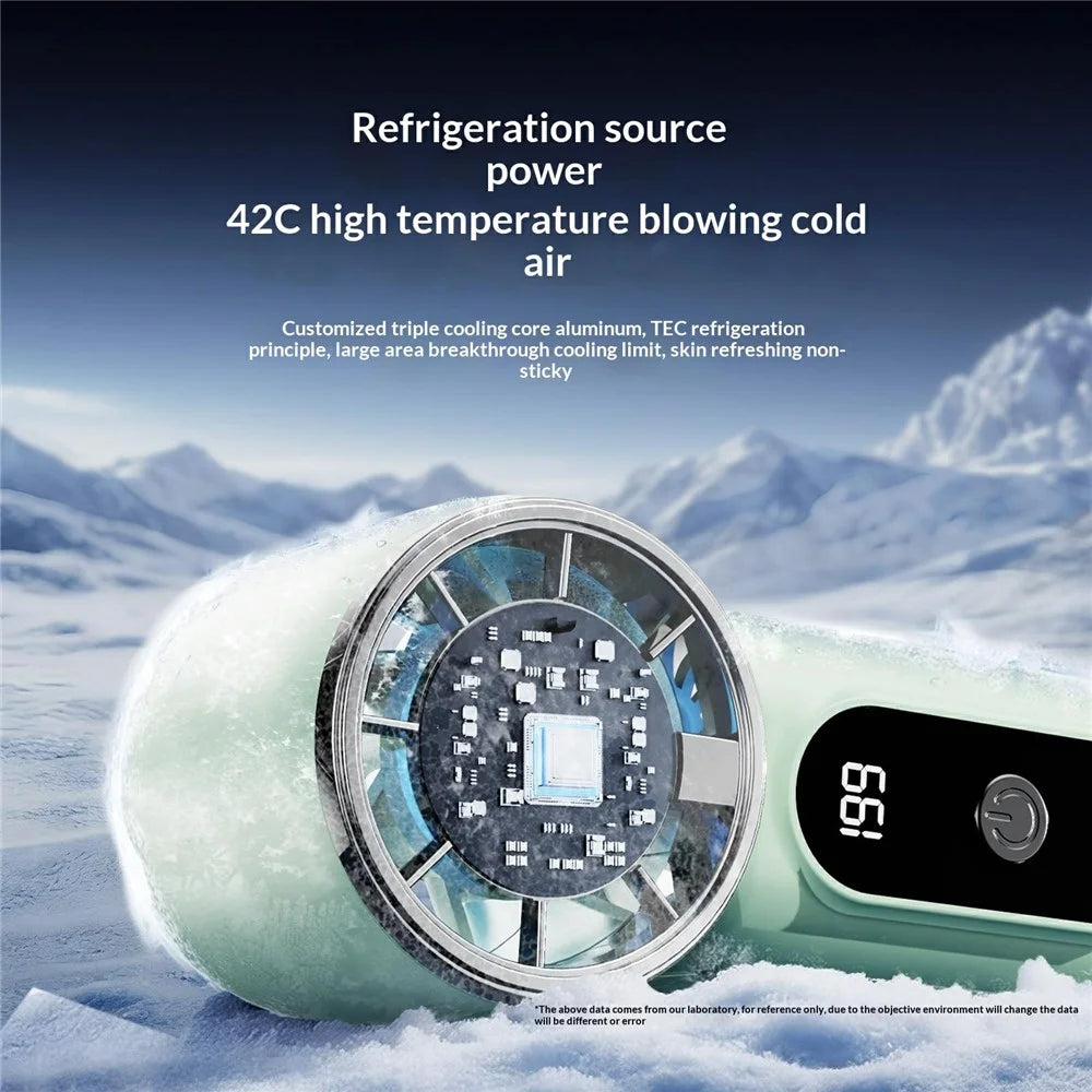 M69 Mini Handheld Cooling Fan Digital Display 2600mAh TEC Semiconductor 18000RPM Fan for Travel Outdoor - Black - 4