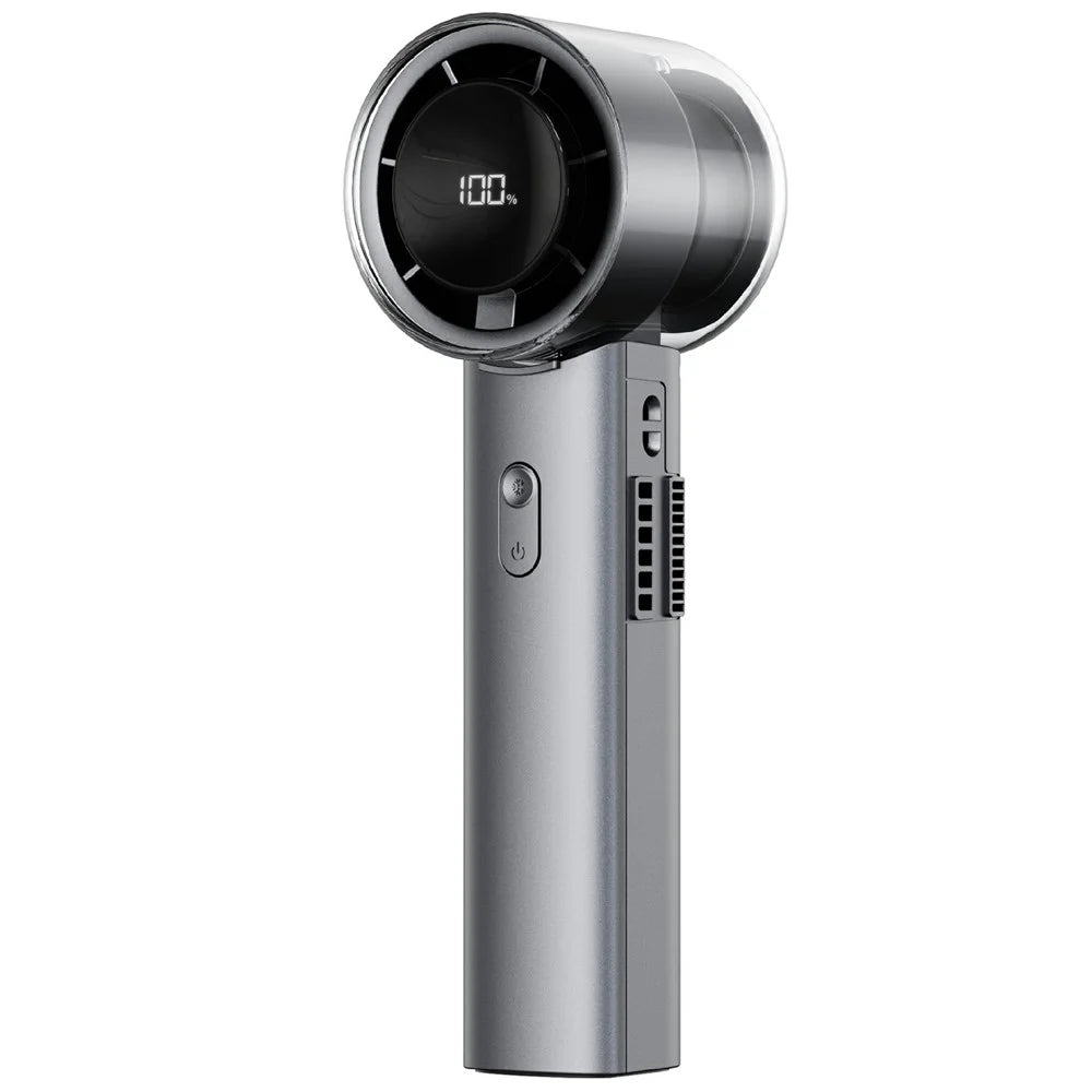 WT-F516 Handheld Fan 4500mAh 90 Degree Foldable LED Display Type-C TEC Cooling Fan for Outdoor Travel - Grey - 1