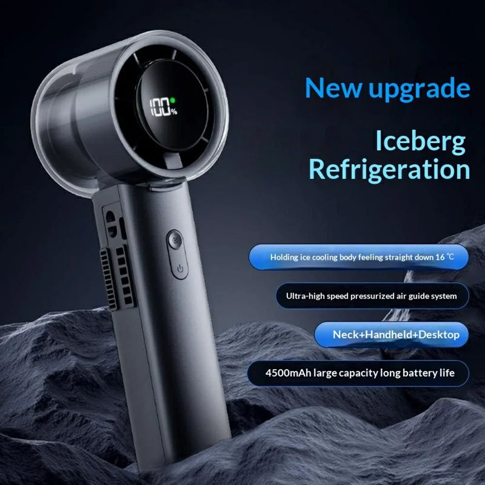 WT-F516 Handheld Fan 4500mAh 90 Degree Foldable LED Display Type-C TEC Cooling Fan for Outdoor Travel - Grey - 3