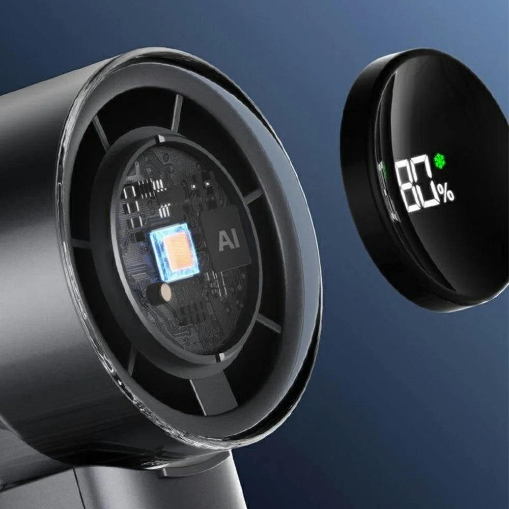 WT-F516 Handheld Fan 4500mAh 90 Degree Foldable LED Display Type-C TEC Cooling Fan for Outdoor Travel - Grey - 7