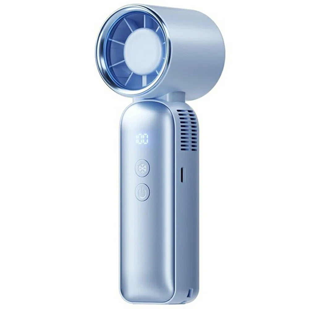 WT-F606 Handheld Fan 4000mAh Type-C Fast Charging 100-Speed Levels LED Display Ice Cooling Fan for Outdoor - Blue - 1