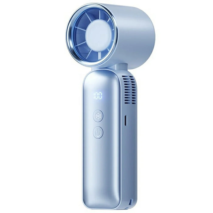 WT-F606 Handheld Fan 4000mAh Type-C Fast Charging 100-Speed Levels LED Display Ice Cooling Fan for Outdoor - Blue - 1