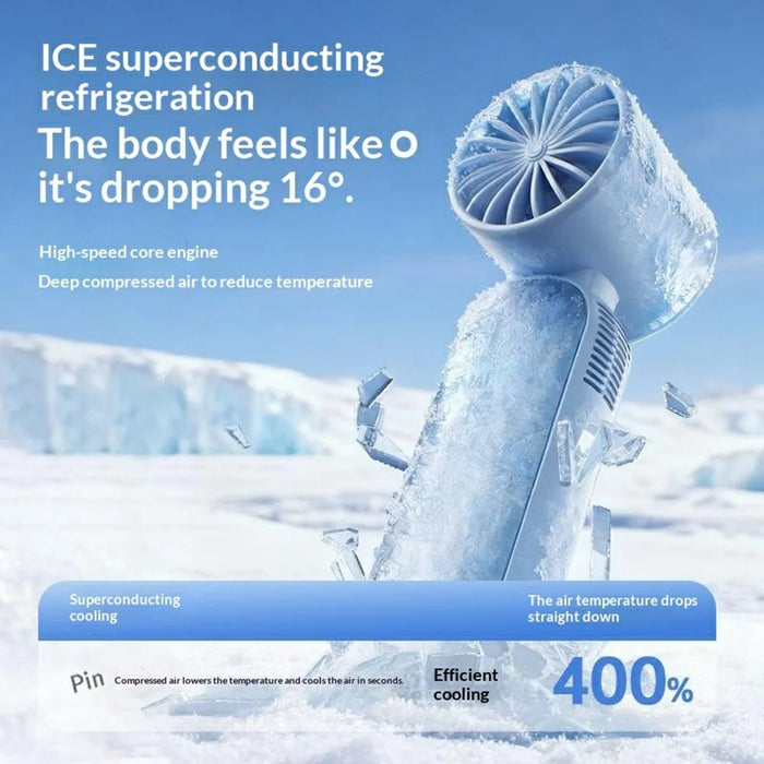 WT-F606 Handheld Fan 4000mAh Type-C Fast Charging 100-Speed Levels LED Display Ice Cooling Fan for Outdoor - Blue - 2