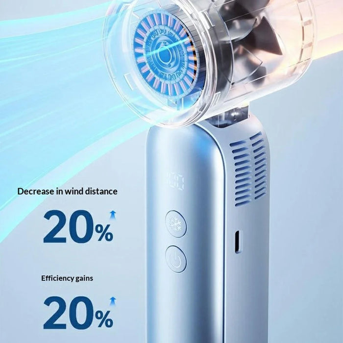 WT-F606 Handheld Fan 4000mAh Type-C Fast Charging 100-Speed Levels LED Display Ice Cooling Fan for Outdoor - Blue - 5