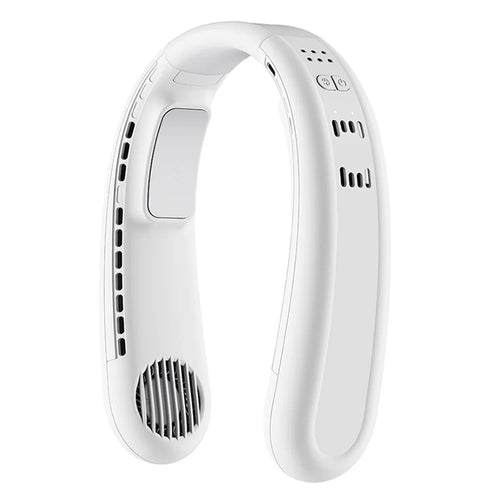 WT-F63 Lightweight Neck Fan Leafless USB Charging Summer Cooling Bladeless Neckband Fan - White - 1