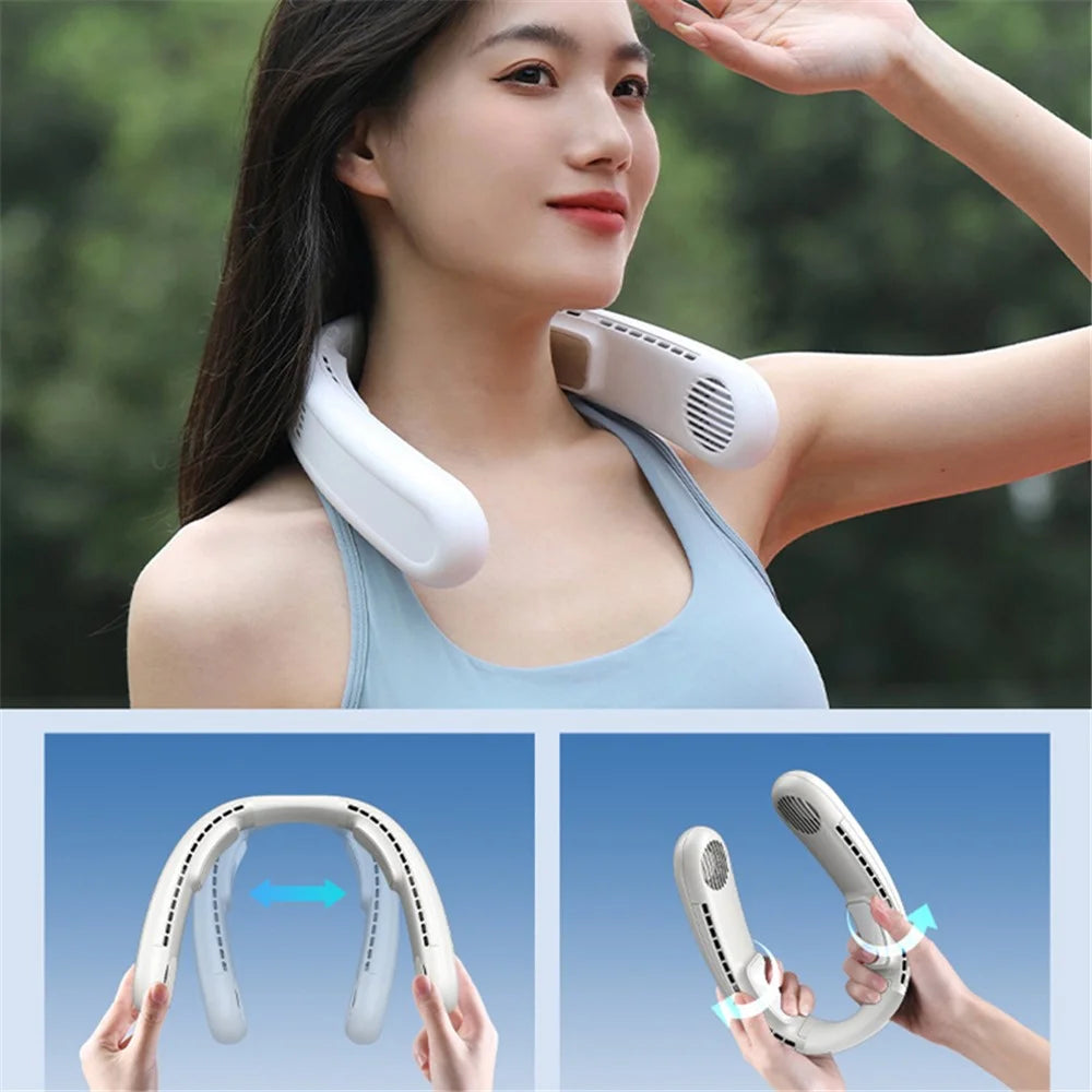 WT-F63 Lightweight Neck Fan Leafless USB Charging Summer Cooling Bladeless Neckband Fan - White - 3