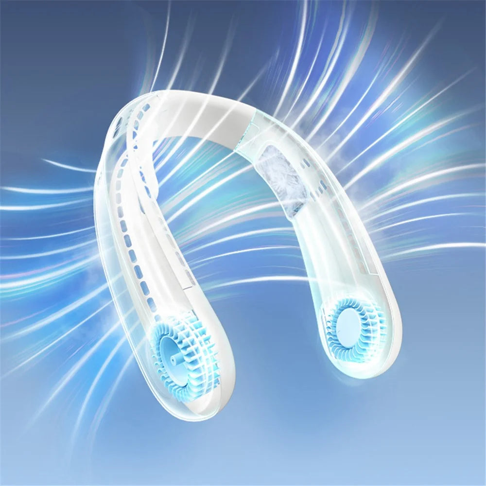 WT-F63 Lightweight Neck Fan Leafless USB Charging Summer Cooling Bladeless Neckband Fan - White - 4