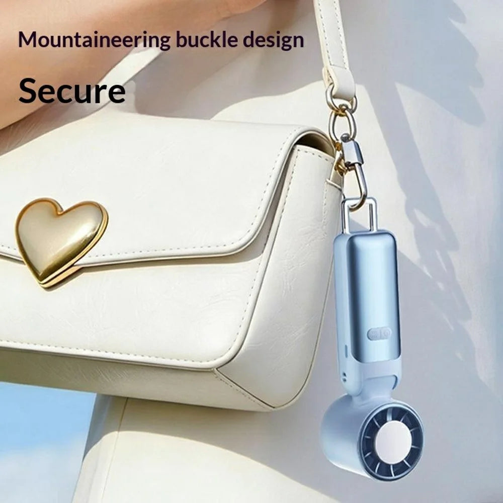 WT-F615 Handheld Foldable Cooling Fan 4000mAh Digital Display Neck Hanging Fan for Outdoor Travel - Blue - 4