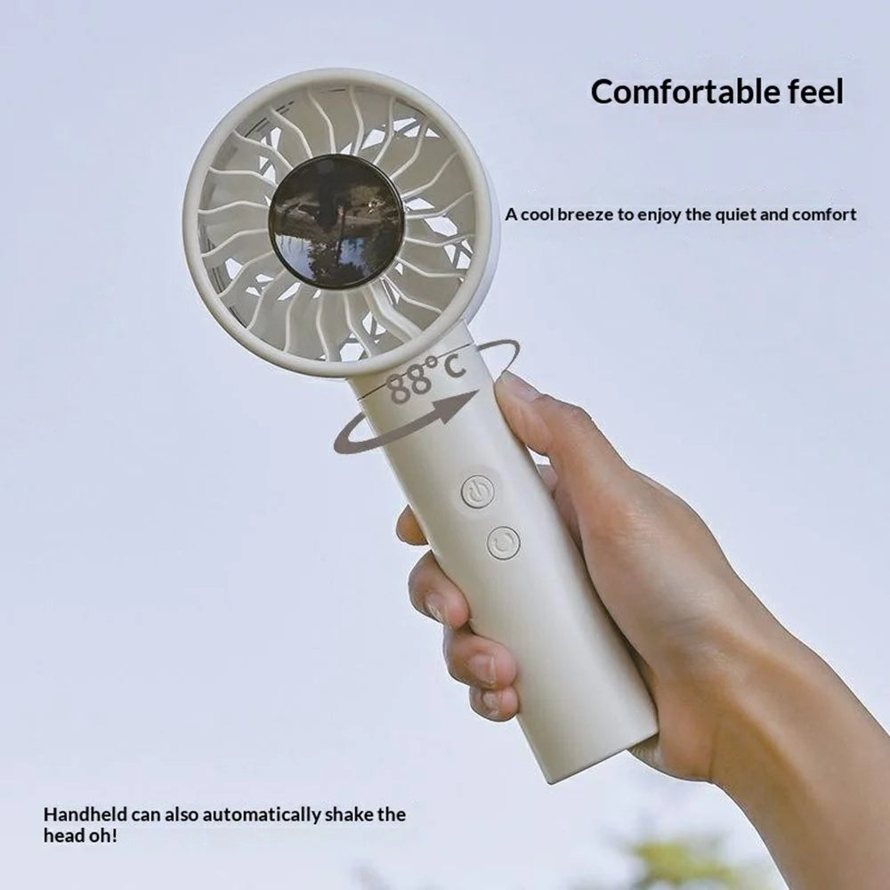 WT-F602 Handheld Oscillating Fan 100-Speed LED Display 4500mAh Rechargeable Portable Desktop Fan - White - 2