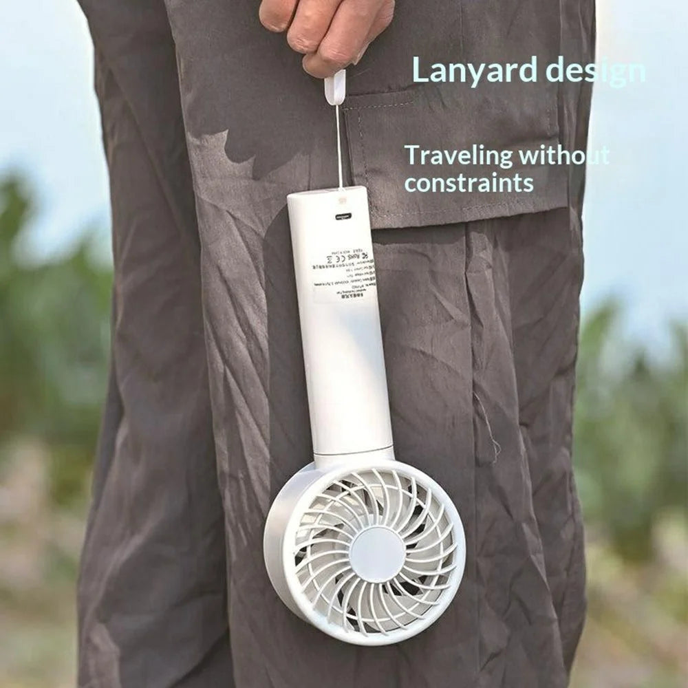 WT-F602 Handheld Oscillating Fan 100-Speed LED Display 4500mAh Rechargeable Portable Desktop Fan - White - 4