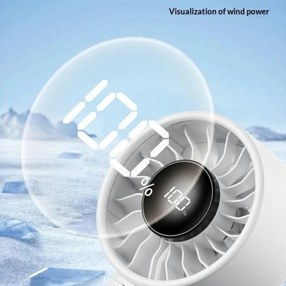 WT-F602 Handheld Oscillating Fan 100-Speed LED Display 4500mAh Rechargeable Portable Desktop Fan - White - 7