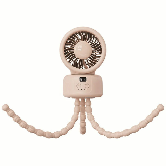WT-F611 Stroller Octopus Fan Auto Oscillating Digital Display 9000mAh Portable Baby Fan for Camping Desk Ourdoor - Pink - 1