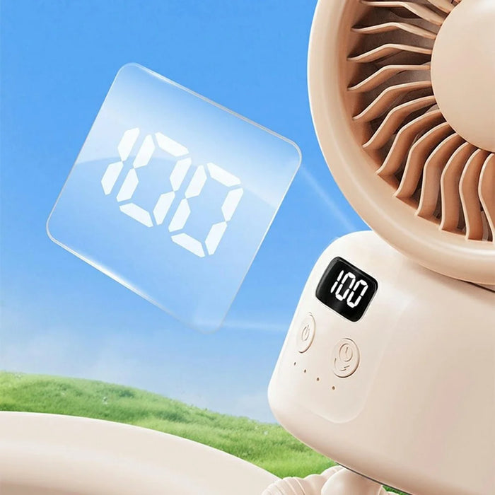 WT-F611 Stroller Octopus Fan Auto Oscillating Digital Display 9000mAh Portable Baby Fan for Camping Desk Ourdoor - Pink - 5