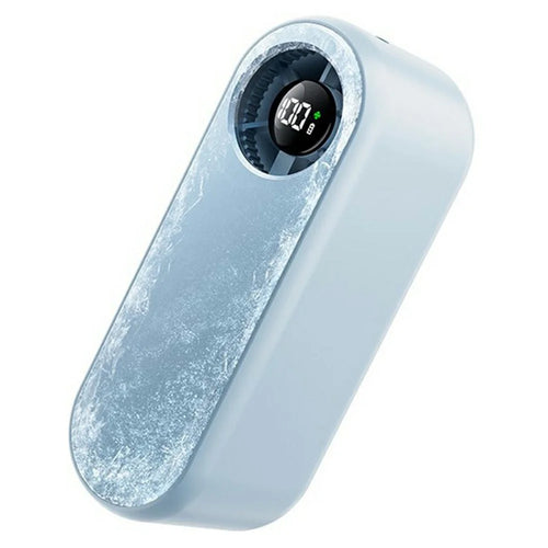 WT-F613 Mini Handheld Neck Fan 4500mAh 100-Speed Digital Display Semiconductor Cooling Fan for Indoor Outdoor - Blue - 1
