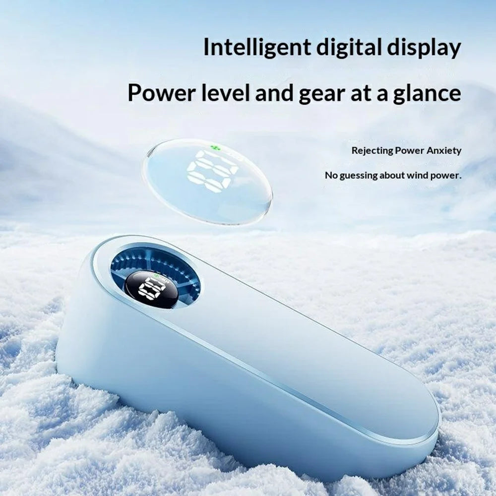 WT-F613 Mini Handheld Neck Fan 4500mAh 100-Speed Digital Display Semiconductor Cooling Fan for Indoor Outdoor - Blue - 3
